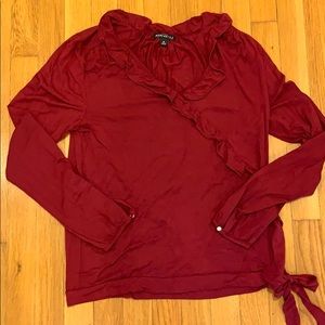 J. Crew Mercantile burgundy red ruffled top sz M